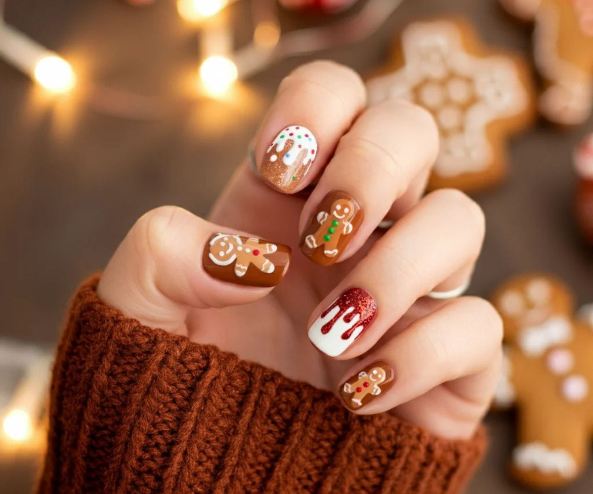 Top 10 Gingerbread Nails Art Ideas for the Holiday Season
