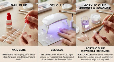 Nail Glue vs Gel Glue vs Acrylic Glue: Key Differences