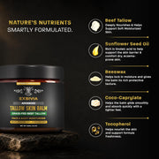 EXSIVIA Unbleached Beef Tallow Skin Balm, Fragrance-Free Face & Body Moisturizer with Sunflower Oil & Beeswax, Fast-Absorbing Deep Moisture for Dry Skin