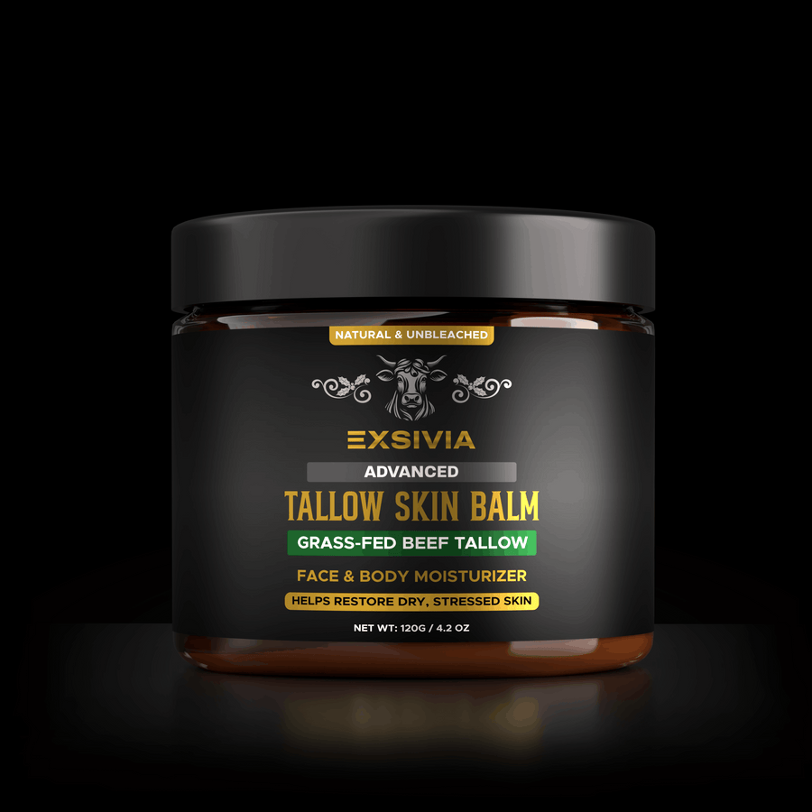 EXSIVIA Unbleached Beef Tallow Skin Balm, Fragrance-Free Face & Body Moisturizer with Sunflower Oil & Beeswax, Fast-Absorbing Deep Moisture for Dry Skin EXSIVIA