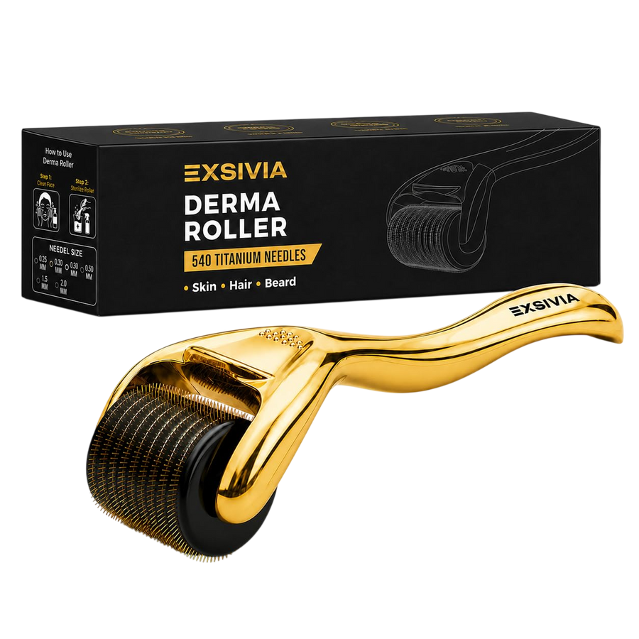 Derma Roller for Face, Beard, and Hair - 0.25mm Microneedle Titanium Needles Roller For Men and Women EXSIVIA