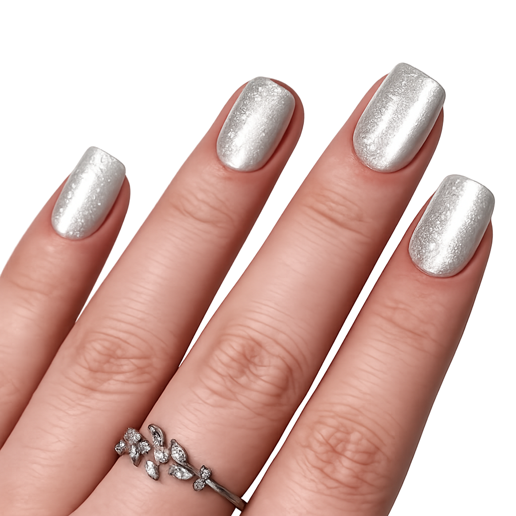 Glittering Silver Nails EXSIVIA