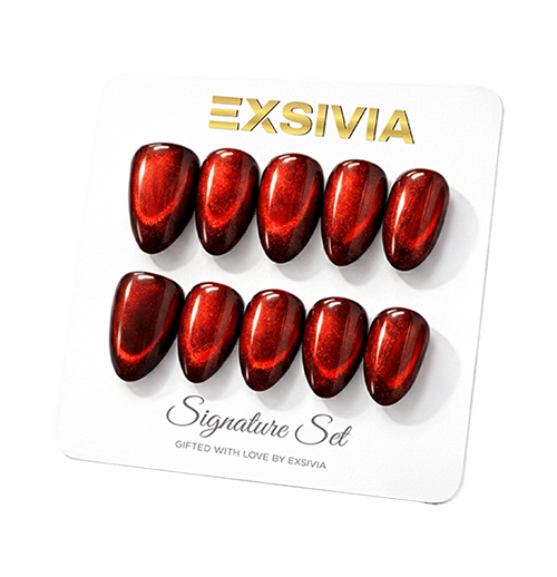 Red cat eye nails - EXSIVIA