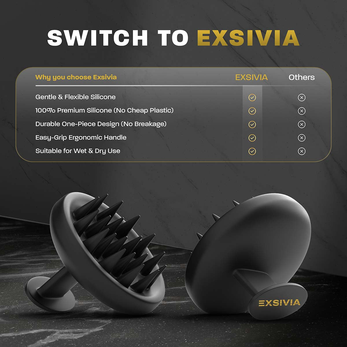 Silicone Scalp Massager for Hair Growth EXSIVIA